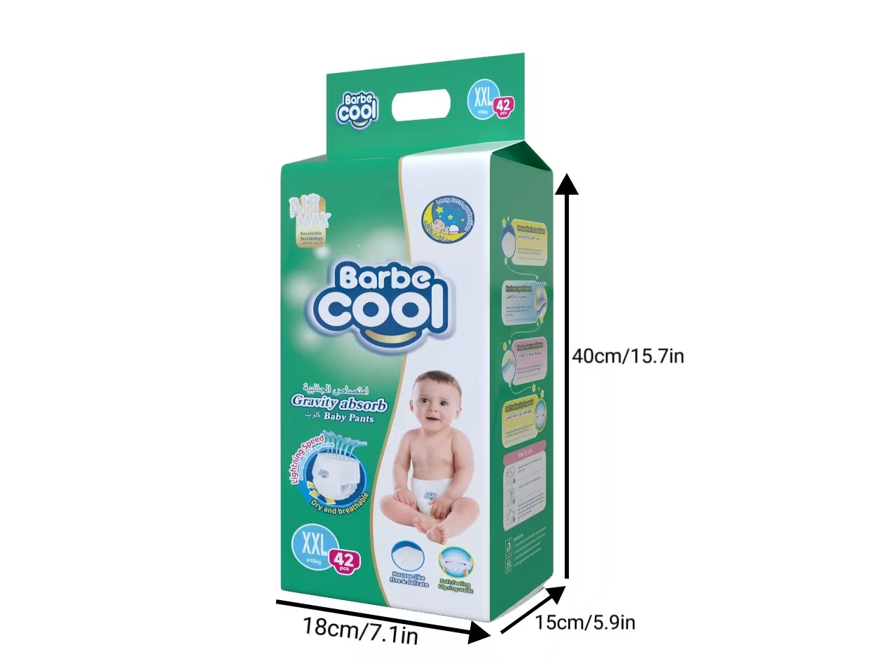 Barbecool Daily Care Diaper style disposable diaper pants, toddler pants, Smart pee display, eco-friendly natural material, Pampers quality, suitable for babies 8 months to 3 years old